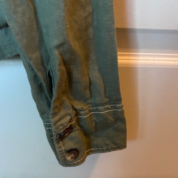 New Rachel Zoe Womens Olive Utility Canvas Jacket 100% Linen Size L - Picture 5 of 10